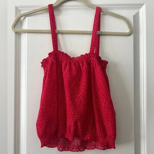 Express Red Polka Dot crop Top Cinched Waist Tank Top Springy Flowy Loose Fit